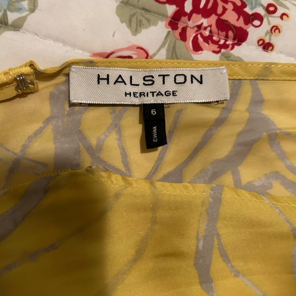 Halston Heritage yellow and silver/gray dress, size 6. - Picture 2 of 4